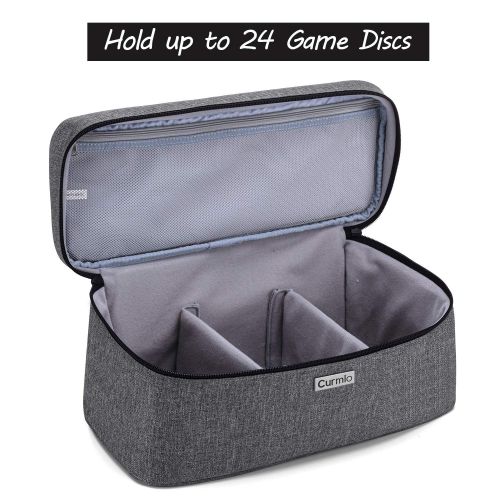  [아마존베스트]CURMIO Game Disc Storage Bag for up to 24 Discs, Universal Portable Gaming Disk Carrying Case Compatible for PS4/PS4 Pro/PS3/PS5/Xbox One/Xbox Series X/S,Gray