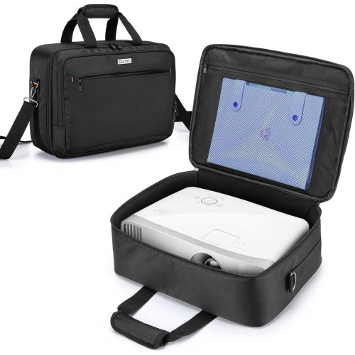  CURMIO Projector Carrying Case, Projector Bag with Laptop Compartment Compatible with Most Major Projector, Bag Only, Black (Patented Design)