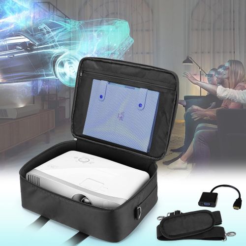  CURMIO Projector Carrying Case, Projector Bag with Laptop Compartment Compatible with Most Major Projector, Bag Only, Black (Patented Design)