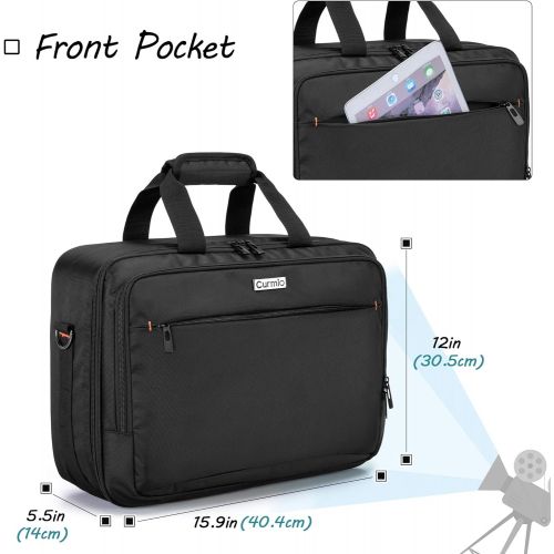  CURMIO Projector Carrying Case, Projector Bag with Laptop Compartment Compatible with Most Major Projector, Bag Only, Black (Patented Design)