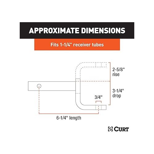  CURT 45017 Class 2 Trailer Hitch Ball Mount, Fits 1-1/4-Inch Receiver, 3,500 lbs, 3/4-Inch Hole, 3-1/4-Inch Drop, 2-5/8-Inch Rise , Black