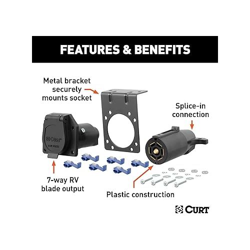  CURT 58152 Vehicle-Side and Trailer-Side 7-Pin RV Blade Wiring Harness Connectors