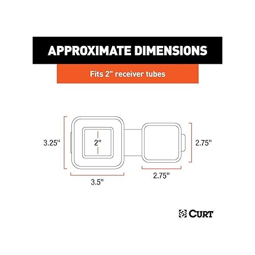  CURT 21728 Rubber Trailer Hitch Cover with 4-Way Flat Wiring Holder, Fits 2-Inch Receiver