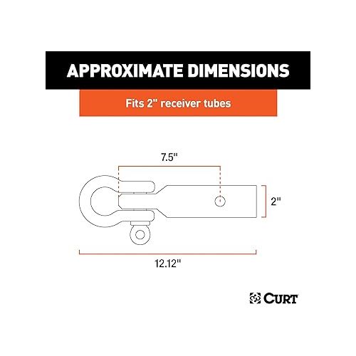  CURT 45832 D-Ring Shackle Mount Trailer Hitch, Fits 2-Inch Receiver, 13,000 lbs, CARBIDE BLACK POWDER COAT