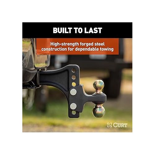  CURT 45937 HD Adjustable Hitch Ball Mount with Dual Ball, 2-1/2