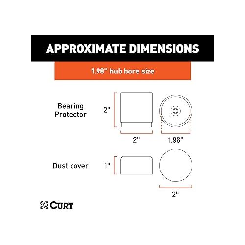  CURT 22198 1.98-Inch Trailer Wheel Bearing Protectors and Dust Covers, 2 Count (Pack of 1)