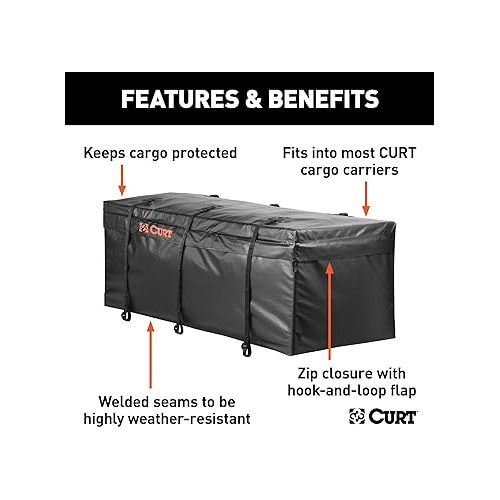  CURT 18211 56 x 22 x 21-Inch Weather-Resistant Black Vinyl Cargo Bag for Hitch Carrier