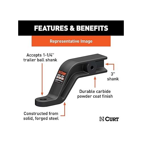  CURT 45431 Industrial Duty Forged Trailer Hitch Ball Mount, Fits 3-Inch Receiver, 21,000 lbs, 1-1/4-Inch Hole, 6-Inch Drop, 4-Inch Rise