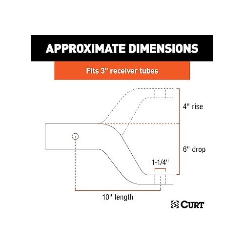  CURT 45431 Industrial Duty Forged Trailer Hitch Ball Mount, Fits 3-Inch Receiver, 21,000 lbs, 1-1/4-Inch Hole, 6-Inch Drop, 4-Inch Rise