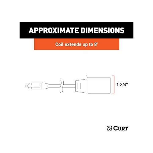  CURT 57282 8-Foot 7-Way RV Blade Vehicle-Side to 5-Way Flat Trailer Wiring Adapter Extension Harness