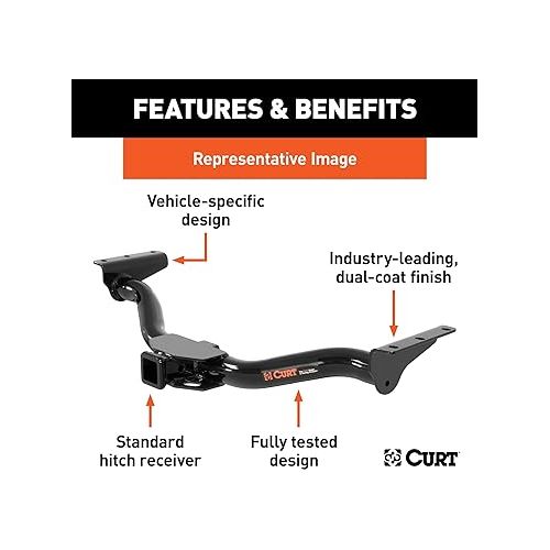  CURT 14332 Class 4 Trailer Hitch, 2-Inch Receiver, Compatible with Select Chevrolet Silverado, GMC Sierra 1500, 2500 , Black