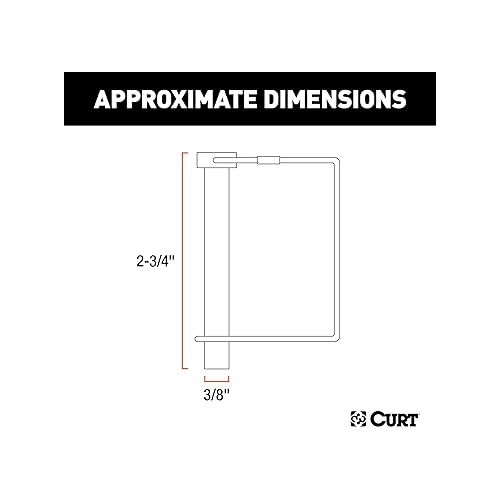  CURT 28279 Trailer Coupler Pin, 3/8-Inch Diameter x 2-3/4-Inch Long, CLEAR ZINC