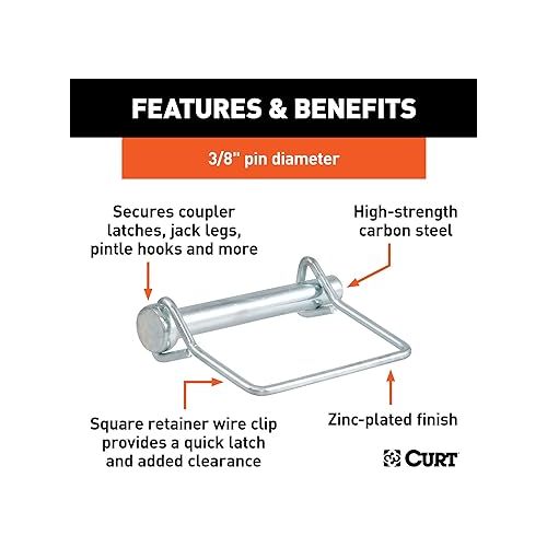  CURT 28279 Trailer Coupler Pin, 3/8-Inch Diameter x 2-3/4-Inch Long, CLEAR ZINC