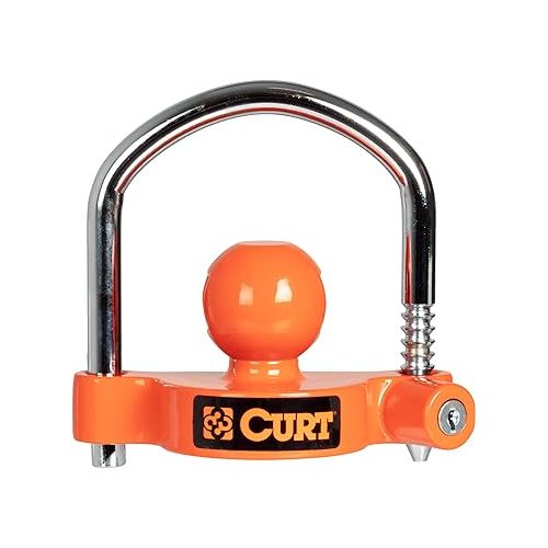  CURT 23090 Universal Trailer Coupler Lock, Bright Orange, Fits Couplers with 1-7/8