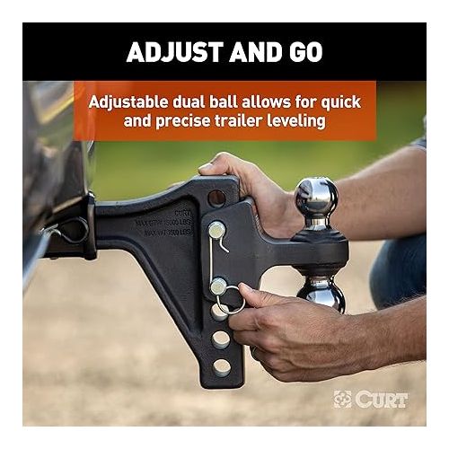  CURT 45935 Adjustable Trailer Hitch Ball Mount with Dual Ball, 2