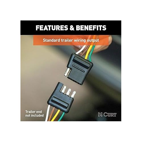  CURT 56445 Vehicle-Side Custom 4-Pin Trailer Wiring Harness, Fits Select Nissan Rogue Sport, Black
