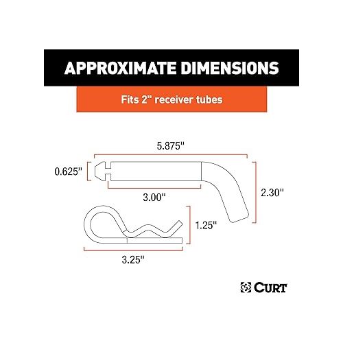  CURT 21504 Trailer Hitch Pin & Clip with Grooved Head, 5/8-Inch Diameter, Fits 2-Inch Receiver