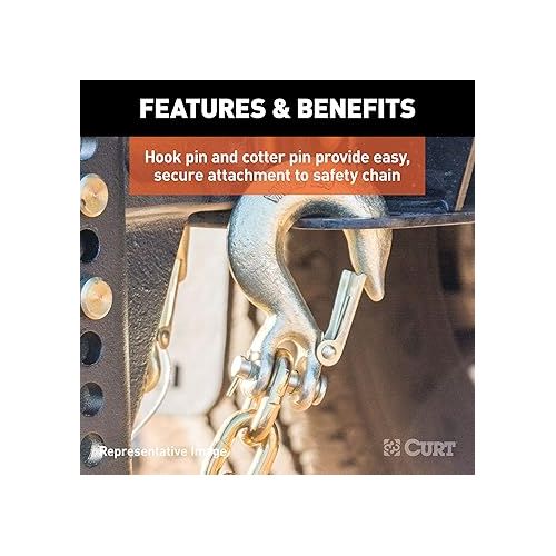  CURT 81970 7/16-Inch Forged Steel Clevis Slip Hook with Safety Latch, 40,000 lbs, 1-1/3-In Opening, 7/16