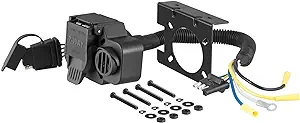 CURT 57102 Dual-Output 4-Way Flat Vehicle-Side to 7-Way RV Blade Trailer Wiring Adapter with Backup Alarm , black