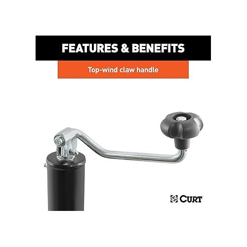  CURT 28356 Weld-On Pipe-Mount Swivel Trailer Jack, 5,000 lbs. 15 Inches Vertical Travel, CARBIDE BLACK POWDER COAT