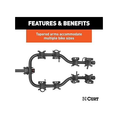  CURT 18064 Premium Trailer Hitch Bike Rack Mount, Fits 2-Inch Receiver, 4 Bicycles , Black