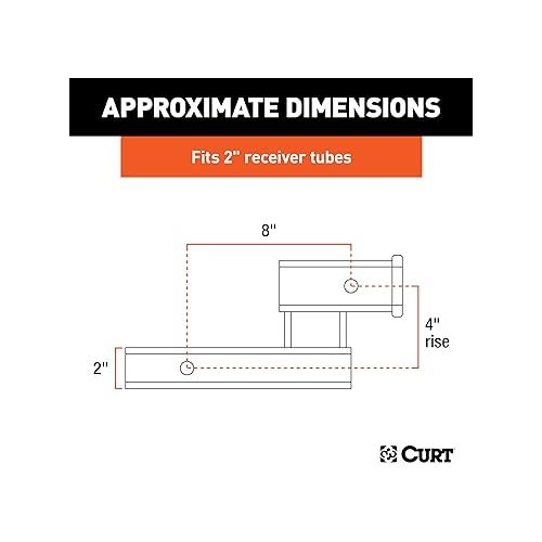  CURT 45798 Trailer Hitch Adapter, 2-Inch Receiver, 4-in Drop or Rise, 7,500 lbs , black