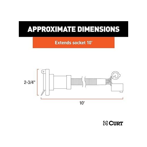  CURT 56000 10-Foot Vehicle-Side Truck Bed 7-Pin Trailer Wiring Harness Extension, Select Chevrolet, Dodge, Ford, GMC, Nissan, Ram, Toyota , Black