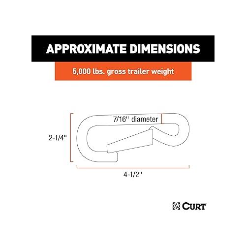  CURT 81277 Snap Hook Trailer Safety Chain Hook Carabiner Clip, 7/16-Inch Diameter, 5,000 lbs, 81277