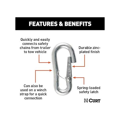  CURT 81277 Snap Hook Trailer Safety Chain Hook Carabiner Clip, 7/16-Inch Diameter, 5,000 lbs, 81277