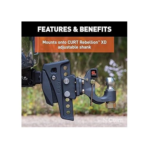  CURT 45950 Rebellion XD Adjustable Cushion Hitch Pintle Mount Plate Attachment, Shank Required, Black