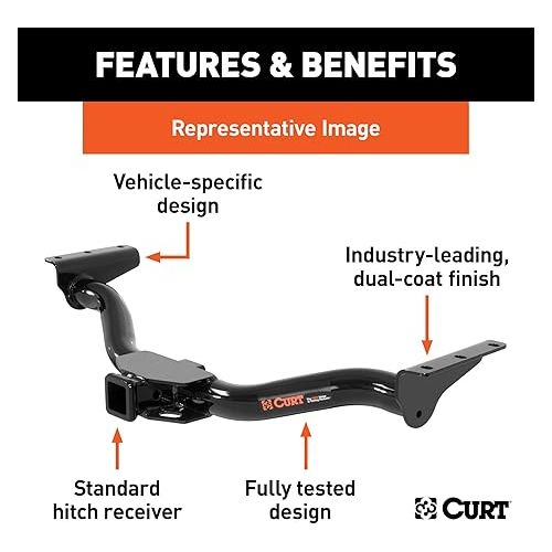  CURT 13105 Class 3 Trailer Hitch, 2-Inch Receiver, Exposed Main Body, Fits Select Toyota Sienna, GLOSS BLACK POWDER COAT