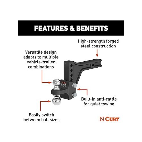  CURT 45935 Adjustable Trailer Hitch Ball Mount with Dual Ball, 2