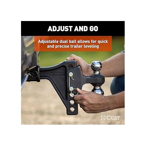  CURT 45935 Adjustable Trailer Hitch Ball Mount with Dual Ball, 2