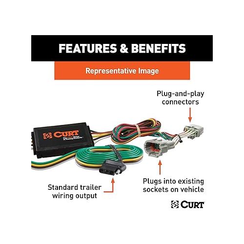  Curt Manufacturing CURT 55335 Vehicle-Side Custom 4-Pin Trailer Wiring Harness, Fits Select Chevrolet Express, GMC Savana 1500, 2500, 3500