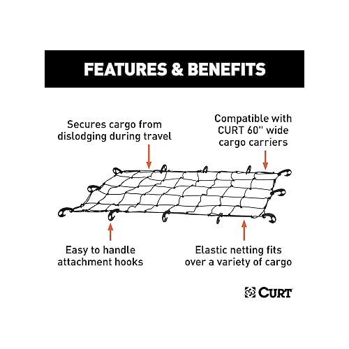  CURT 18202 43 x 24-Inch Elastic Cargo Net with Hooks for Hitch Carrier