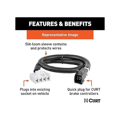  CURT 51456 Quick Plug Electric Trailer Brake Controller Wiring Harness, Select Toyota Tacoma, Tundra