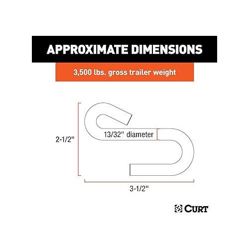  CURT 81640 13/32-Inch Certified Trailer Safety Chain S-Hook, 3,500 lbs