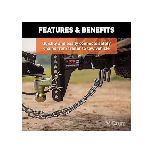  CURT 81640 13/32-Inch Certified Trailer Safety Chain S-Hook, 3,500 lbs