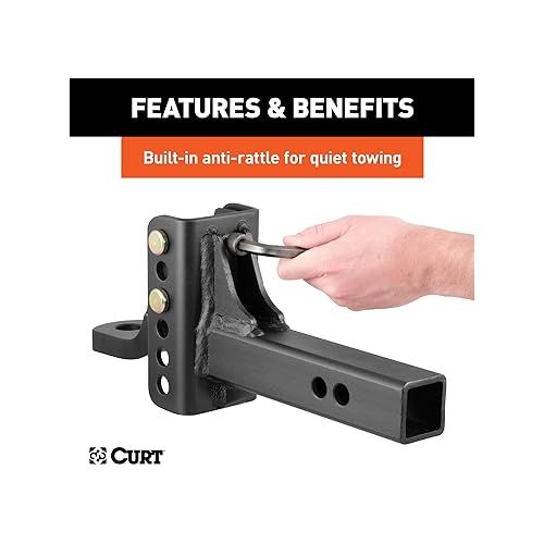  CURT 45901 Adjustable Trailer Hitch Ball Mount, 2-Inch Receiver, 6-3/4-Inch Drop, 1-Inch Hole, 6,000 lbs