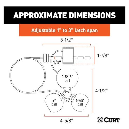  CURT 23082 Universal Tri-Ball Trailer Coupler Lock, Fits 1-7/8, 2, 2-5/16-Inch, Orange