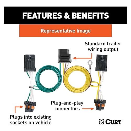  Curt Manufacturing 56094 Vehicle-Side Custom 4-Pin Trailer Wiring Harness,Fits Select Chevrolet Equinox,GMC Terrain