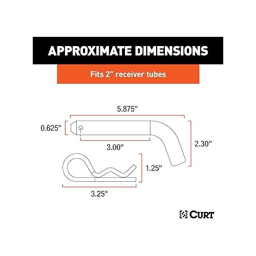  CURT 21500 Trailer Hitch Pin & Clip, 5/8-Inch Diameter, Fits 2-Inch Receiver