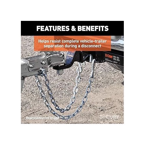  CURT 80031 48-Inch Trailer Safety Chain with 7/16-In S-Hooks, 5,000 lbs Break Strength