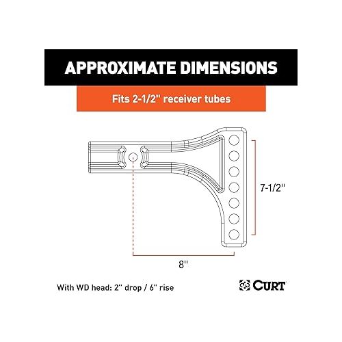  CURT 17131 Replacement Weight Distribution Hitch Shank, 2-1/2-Inch Receiver, 2-Inch Drop, 6-Inch Rise , Black