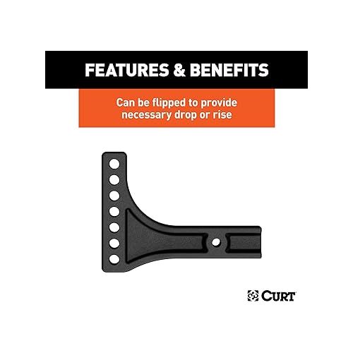  CURT 17131 Replacement Weight Distribution Hitch Shank, 2-1/2-Inch Receiver, 2-Inch Drop, 6-Inch Rise , Black