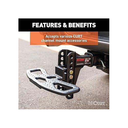  CURT 45907 Adjustable Pintle Hitch Combination, 2-Inch Receiver, 6-Inch Drop, 2-5/16-Inch Ball, 13,000 lbs, CARBIDE BLACK POWDER COAT