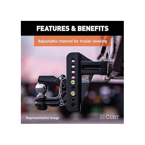  CURT 45907 Adjustable Pintle Hitch Combination, 2-Inch Receiver, 6-Inch Drop, 2-5/16-Inch Ball, 13,000 lbs, CARBIDE BLACK POWDER COAT