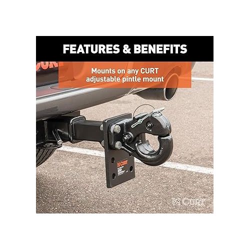  CURT 48231 Pintle Hook Hitch 60,000 lbs, Fits 2-1/2 to 3-Inch Lunette Ring, Direct Mount Only, CARBIDE BLACK POWDER COAT