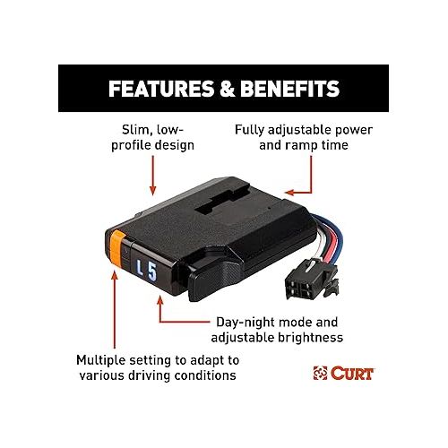  CURT 51126 Discovery Next Time-Delay Electric Trailer Brake Controller, Fully Adjustable, Low Profile, 2-4 Axles, Plug-and-Play