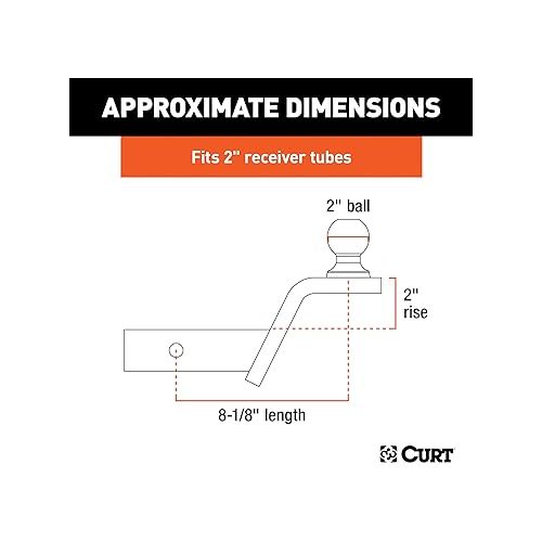  CURT 45155 Fusion Trailer Hitch Mount with 2-Inch Ball & Pin, Fits 2-In Receiver, 7,500 lbs, 2